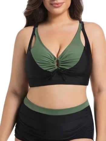 Dvodijelni bikini za žene, visok struk, s jastučićem za grudi, uski kroj, najlon tkanina, podstava od poliestera s elastanom