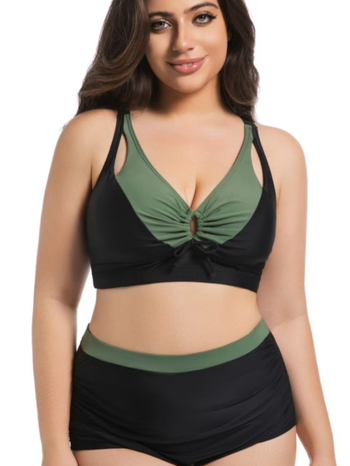 Dvodijelni bikini za žene, visok struk, s jastučićem za grudi, uski kroj, najlon tkanina, podstava od poliestera s elastanom