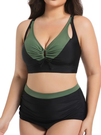 Dvodijelni bikini za žene, visok struk, s jastučićem za grudi, uski kroj, najlon tkanina, podstava od poliestera s elastanom