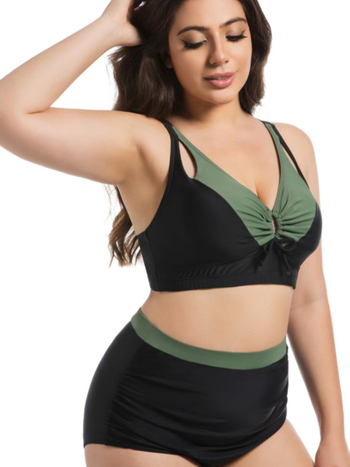 Dvodijelni bikini za žene, visok struk, s jastučićem za grudi, uski kroj, najlon tkanina, podstava od poliestera s elastanom