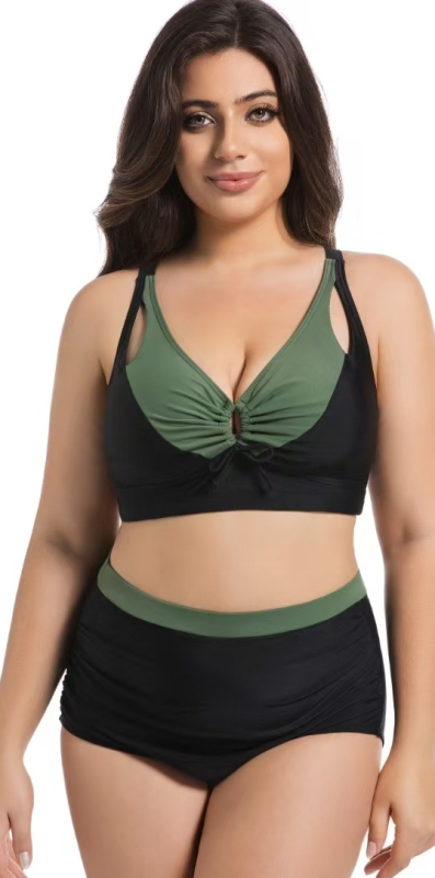 Dvodijelni bikini za žene, visok struk, s jastučićem za grudi, uski kroj, najlon tkanina, podstava od poliestera s elastanom