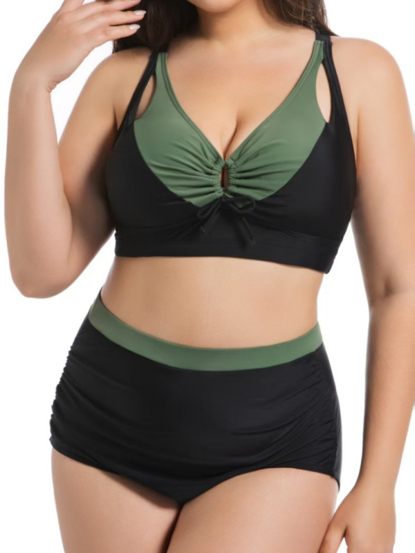Dvodijelni bikini za žene, visok struk, s jastučićem za grudi, uski kroj, najlon tkanina, podstava od poliestera s elastanom