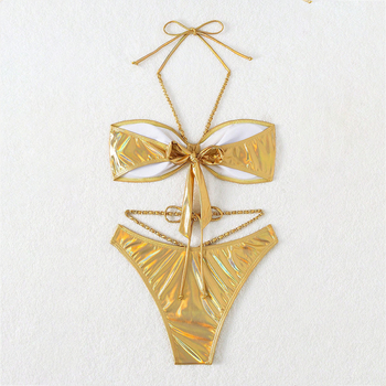 Ženski dvodijelni bikini kostim, seksi kroj, bez naramenica, s jastučićima za grudi, 82% poliester, podstava 18% klorirana vlakna, težina tkanine 200 g/m2