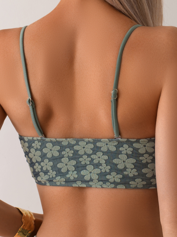 Γυναικείο μπικίνι δύο τεμαχίων με επένδυση στα cups, πίσω χωρίς τιράντες, σε αισθησιακό εκτύπωμα, πολυεστέρας ύφασμα με επένδυση