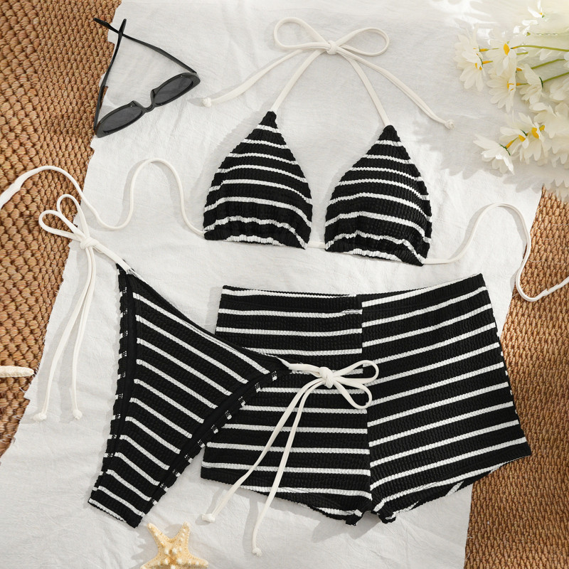 Šareni bikini set s halter vrhom, napunjene čaše, poliester-spandeks 82/18, bez leđa