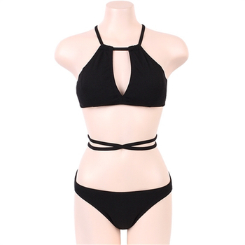 Ženski dvodijelni bikini s trokutastim gornjim dijelom i vezicama, bez čelične potpore, bikini donji dio, za plivanje