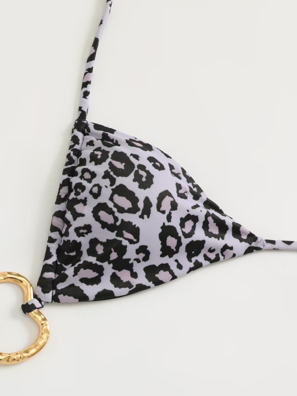 Ženski bikini set s leopard printom, vezanje, otvorena leđa, visoka elastičnost, punjeni gornji dio