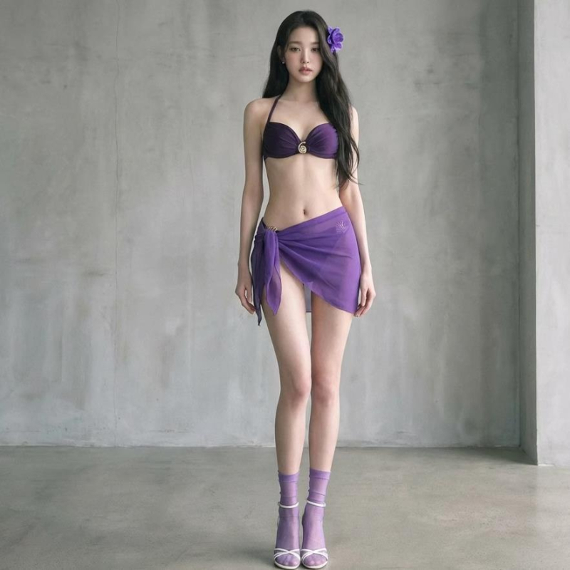 Ženski trodjelni bikini set s podstavljenim gornjim dijelom i haljinom za pokrivanje; najlon tkanina s poliesterom; europsko-američki stil; pogodan za plivanje i vodene sportove