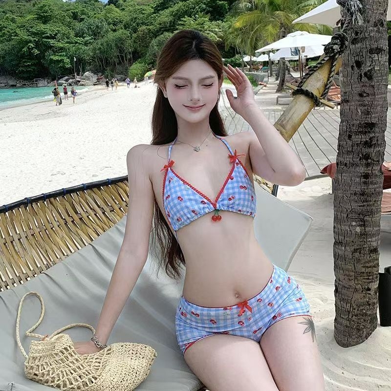 Trodjelni bikini set sa suknjom, gornji dio s podstavom bez jastučića – poliester, prugasti uzorak