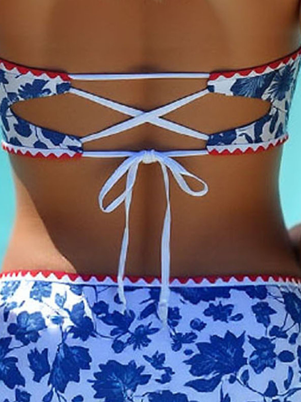 Costum de baie două piese sexy pentru femei, cu burete pentru bust, croială slim, elasticitate ridicată, material poliester