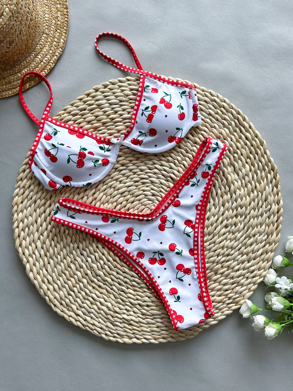 Costum de baie bikini pentru femei, două piese, croială sexy, mulat, cu elasticitate ridicată; susținere din oțel și bureți pentru sâni; material 80% nylon, căptușeală 20% spandex