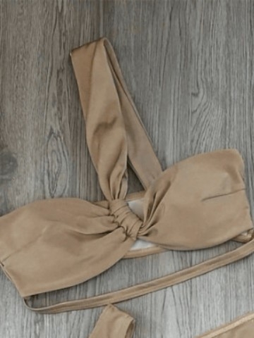 Set de baie pentru femei din trei piese, cu un umăr, talie înaltă, poliester, căptușeală pentru bust, uscare rapidă