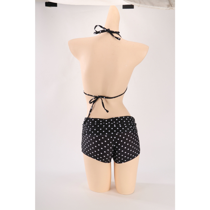 Crni bikini set s točkastim uzorkom, vezice, trodijelni kupaći kostim