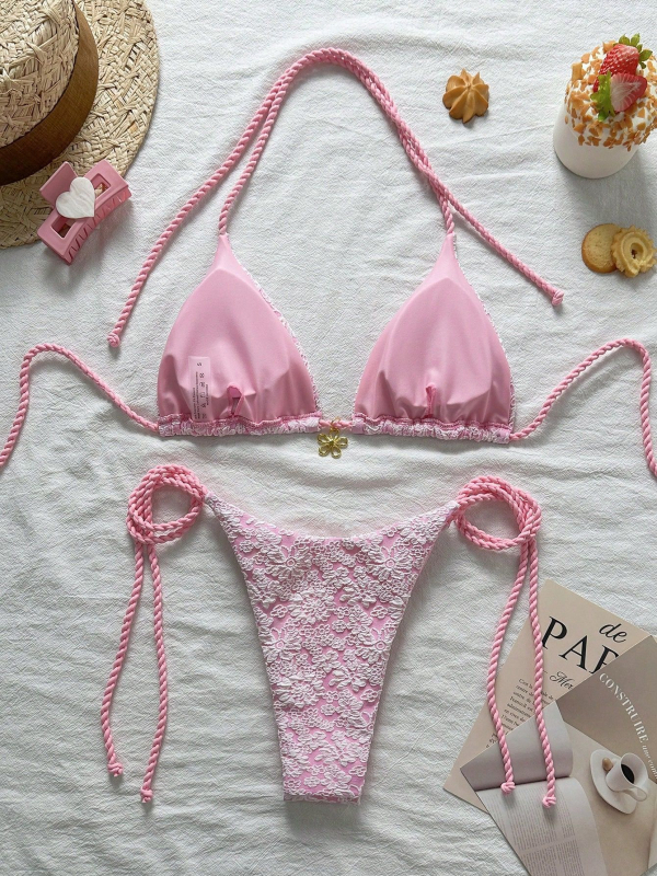 Ženski dvodijelni bikini kupaći kostim, poliester tkanina; sastav tkanine 95% poliester; podstava poliester; jastučić za prsa uključen