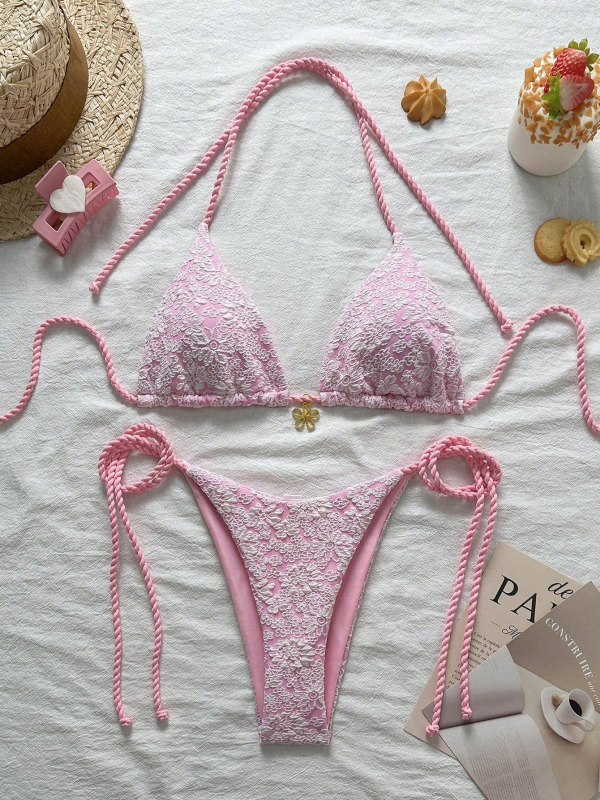 Ženski dvodijelni bikini kupaći kostim, poliester tkanina; sastav tkanine 95% poliester; podstava poliester; jastučić za prsa uključen