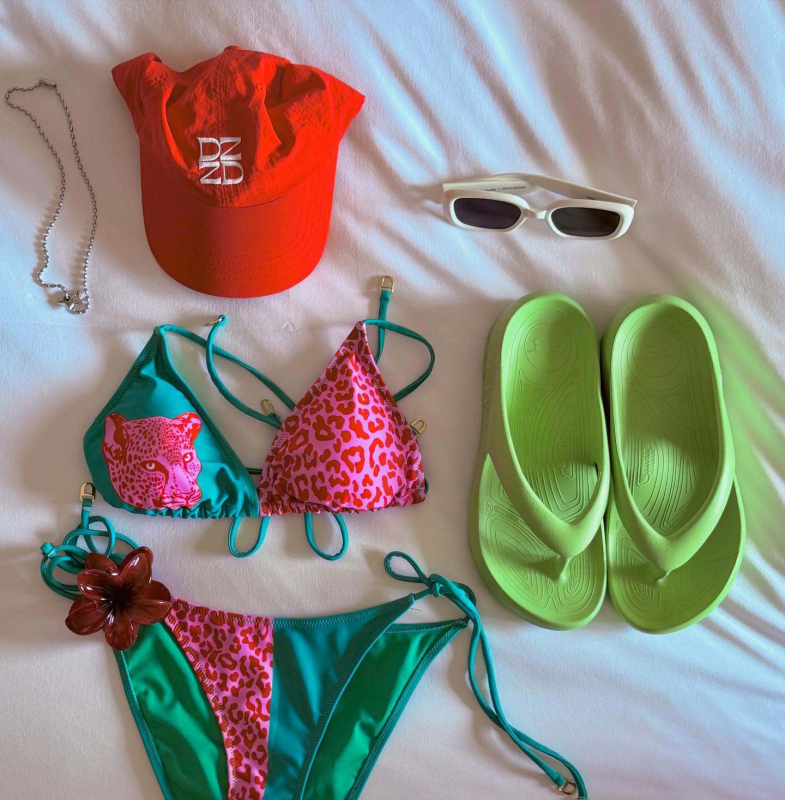 Costum de baie bikini pentru femei, stil coreean, imprimeu split, elasticitate ridicată, cu pernă pentru sân, nailon-spandex 85% / căptușeală poliester-spandex 95%, fără mâneci