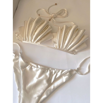 Bikini pentru femei inspirat de prințesa sirenă, fără bretele, stil slip, din mercerizată bumbac + vinilon, căptușit cu bumbac, pentru femei adulte, fără sârmă de susținere și fără bureți