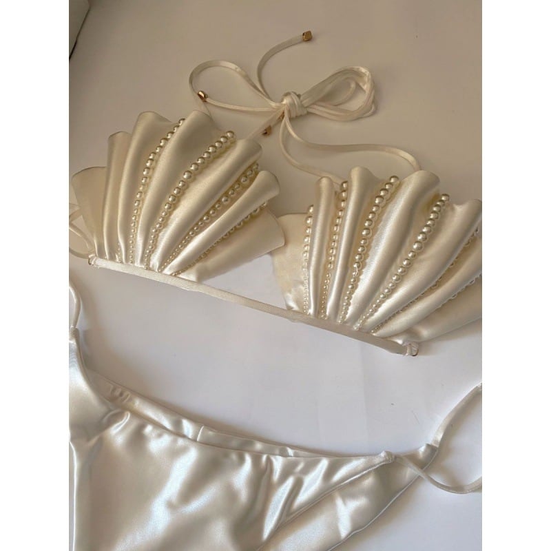 Bikini pentru femei inspirat de prințesa sirenă, fără bretele, stil slip, din mercerizată bumbac + vinilon, căptușit cu bumbac, pentru femei adulte, fără sârmă de susținere și fără bureți