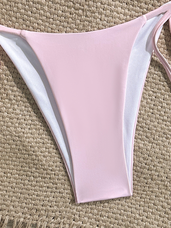 Ženski halterneck bikini s dekoracijom od morskih zvijezda i bisera, otvoren leđa, najlon s podstavom Spandex 80/20, 122 g