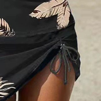 Dvije dijelni bikini s printom perja, otvoren leđa, poliester tkanina, umetci za grudi