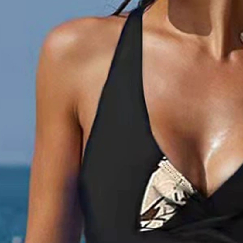Dvije dijelni bikini s printom perja, otvoren leđa, poliester tkanina, umetci za grudi
