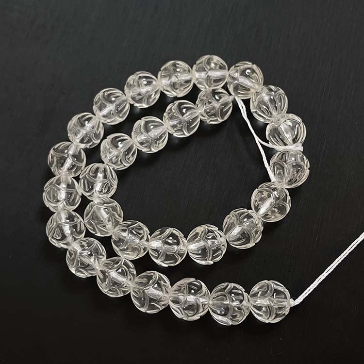 Mărgele libere din cristal, design de lotus sculptat, finisaj lustruit