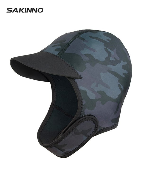 Неопренова водолазна шапка 2 мм, камуфлаж, материал: 90% неопрен + 10% найлон, за възрастни, за плуване и снорклинг