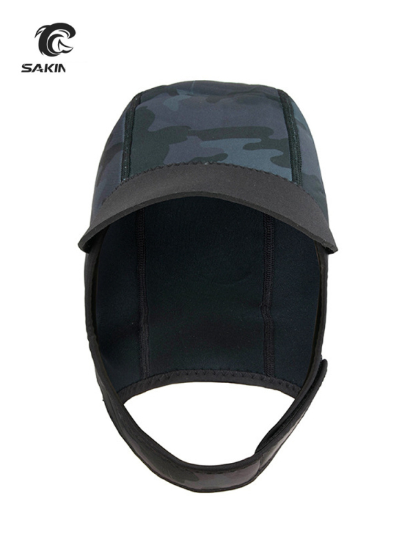 Неопренова водолазна шапка 2 мм, камуфлаж, материал: 90% неопрен + 10% найлон, за възрастни, за плуване и снорклинг