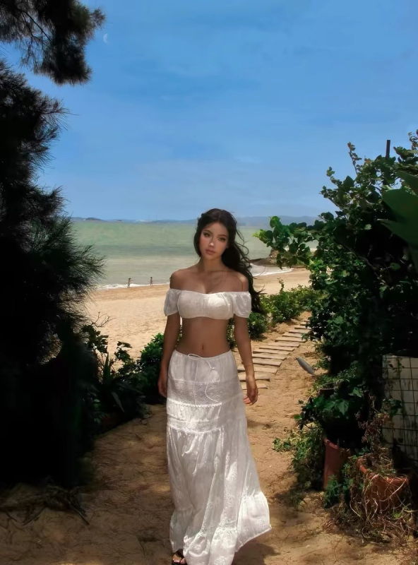 Trodijelni ženski bikini set s čipkom, francuski stil odmora, elastičan pojas, jastučići za dojke