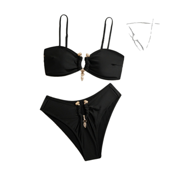 Costum de baie bikini cu burete pentru sân, fără suport metalic, material nylon, căptușeală 80% nylon / 20% spandex, fără mâneci