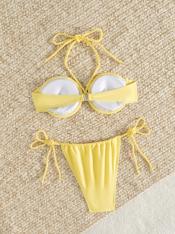 Ženski bikini bandeau s vezicama – s podstavom za grudi, bez naramenica, uski kroj; najlon 80% / spandeks 20%, 169 g