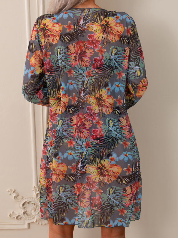 Ženski trodijelni kupaći kostim s printom, poliester tkanina s podstavom od spandeksa (82% poliester, 18% spandex), s ugrađenim čašicama, visoka elastičnost