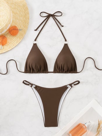 Costum de baie din două piese pentru femei, cu cupe căptușite, nylon, căptușeală poliester-elastan, 120 g/m²