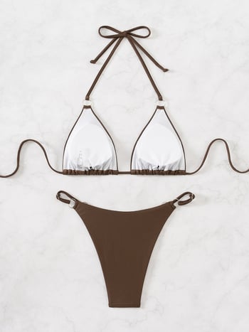 Costum de baie din două piese pentru femei, cu cupe căptușite, nylon, căptușeală poliester-elastan, 120 g/m²