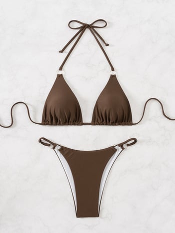 Costum de baie din două piese pentru femei, cu cupe căptușite, nylon, căptușeală poliester-elastan, 120 g/m²