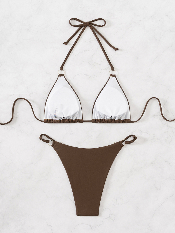 Costum de baie din două piese pentru femei, cu cupe căptușite, nylon, căptușeală poliester-elastan, 120 g/m²