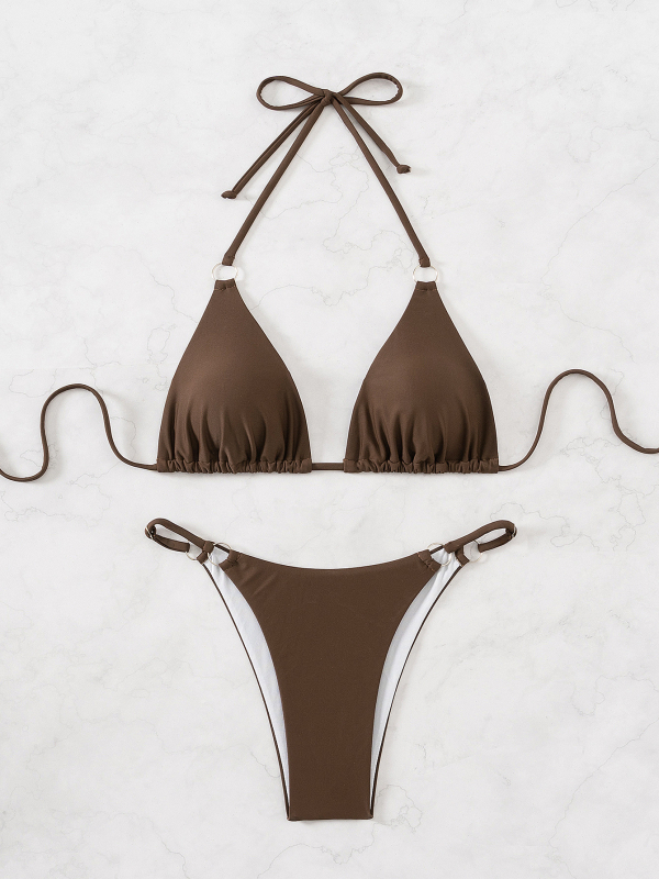 Costum de baie din două piese pentru femei, cu cupe căptușite, nylon, căptușeală poliester-elastan, 120 g/m²