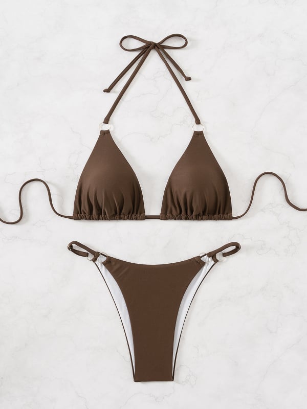 Costum de baie din două piese pentru femei, cu cupe căptușite, nylon, căptușeală poliester-elastan, 120 g/m²