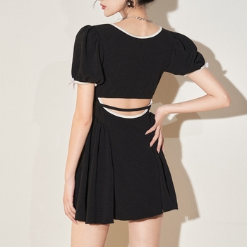 Ženski kupaći kostim s visokim strukom, ulošak za prsa, brzo suši poliester, konzervativni dizajn