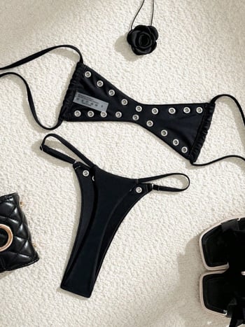 Dámske dvojdielne plavky bikini s otvoreným chrbtom, sexy štýl, nylon 80% + podšívka Spandex 20%, hmotnosť 150 g
