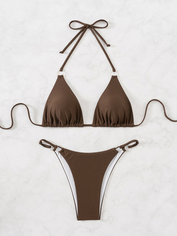 Dvojdielne bikini pre ženy, s výstužou v prsiach, bez kovovej opory, nylonový materiál, podšívka z polyesteru a spandexu