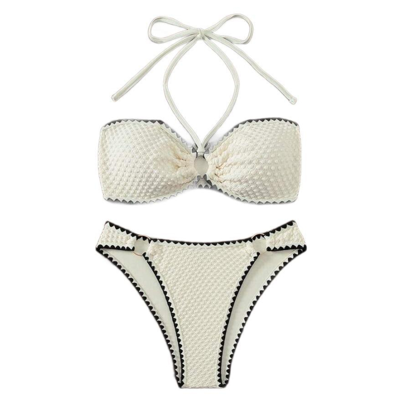 Bikini halter cu pernă pentru bust, accent dantelat, poliester 82%, căptușeală 18%, 150 g