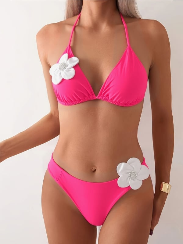 Dvije dijelni bikini s halterom, otvoreni leđa, push-up, kaiševi za vezanje, čvrsti seksi kroj, poliester s podstavom od spandeksa