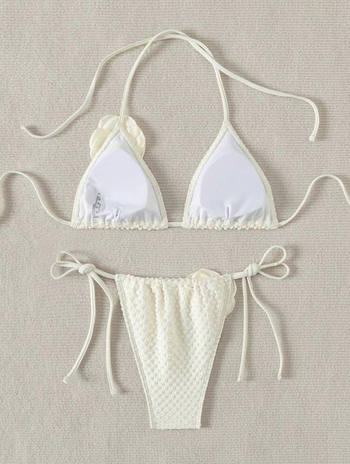 Dvodijelni bikini set, s motivom ruže, seksi kroj, s jastučićima za prsa, poliester 82% / podstava akril 18%