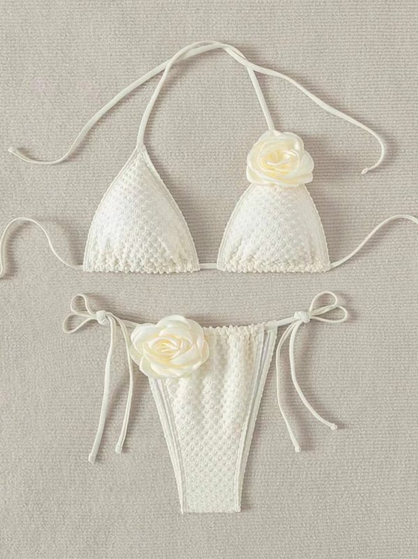 Dvodijelni bikini set, s motivom ruže, seksi kroj, s jastučićima za prsa, poliester 82% / podstava akril 18%