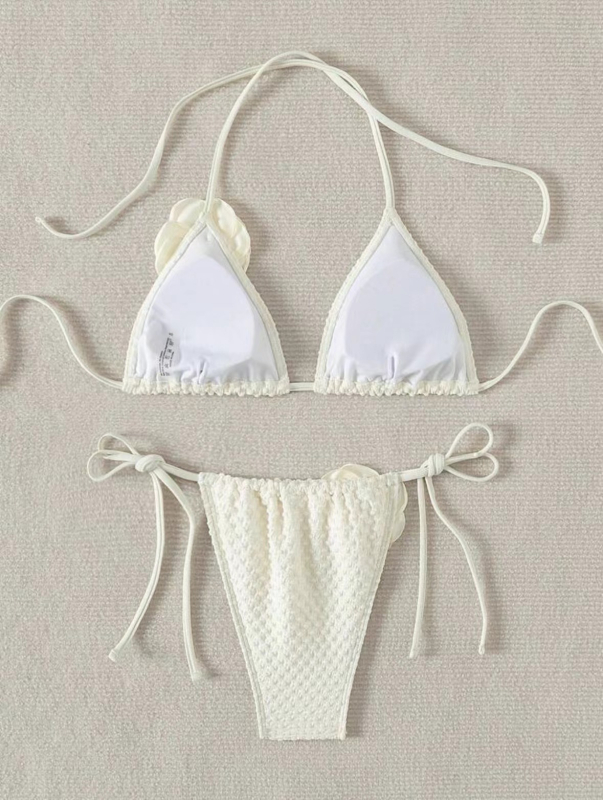 Dvodijelni bikini set, s motivom ruže, seksi kroj, s jastučićima za prsa, poliester 82% / podstava akril 18%