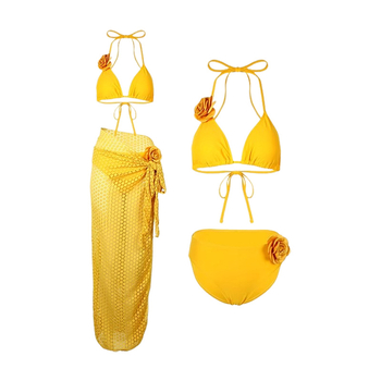 Trodjelni bikini set s uloškom za prsa, poliester visoke elastičnosti (94%), težina 250 g, podstava od poliestera