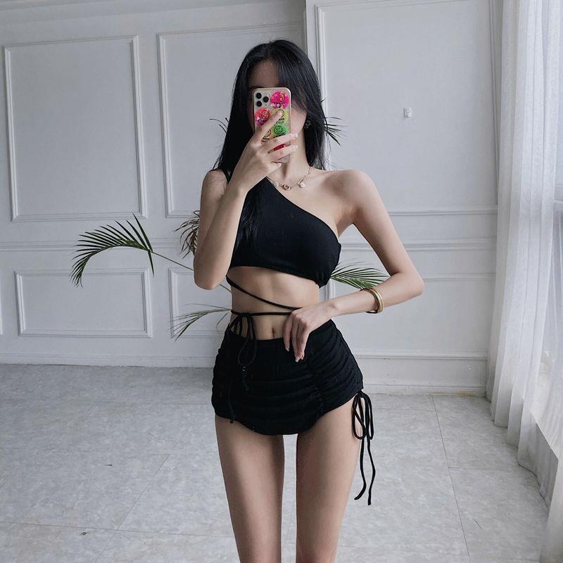 Ženski bikini kupaći s tube-top traka, visokim strukom za prekrivanje trbuha, jastučić za prsni bez čelične potpore, 80% poliester, jednobojni