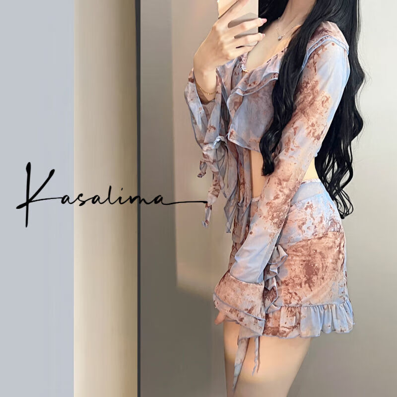 Četverodijelni bikini set za žene, konzervativan kroj, učinak mršavljenja, pokriće trbuha, jastučići za dekolte, bez žičanih potpornih dijelova, kupaći kostim za odmor
