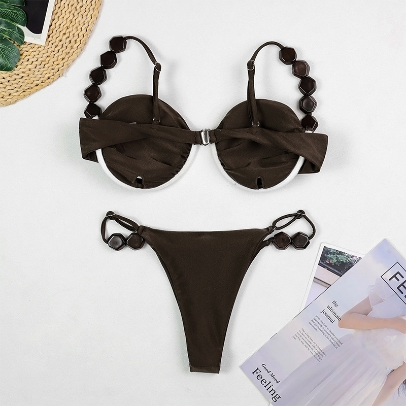 Bikini s čeličnom podrškom i jastučićem za dojke, materijal 80% najlon, 20% poliester, masa 170 g, bez naramenica